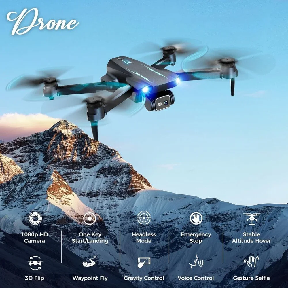 Drone Camera 1080P HD FPV Camera, ne Key Take Off/Land, Altitude Hold, 360 Flip